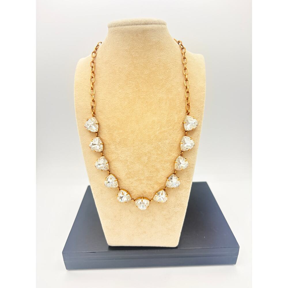 Stella & Dot Gold Station Necklace, Trillion-Style Triangular Brilliant Crystal